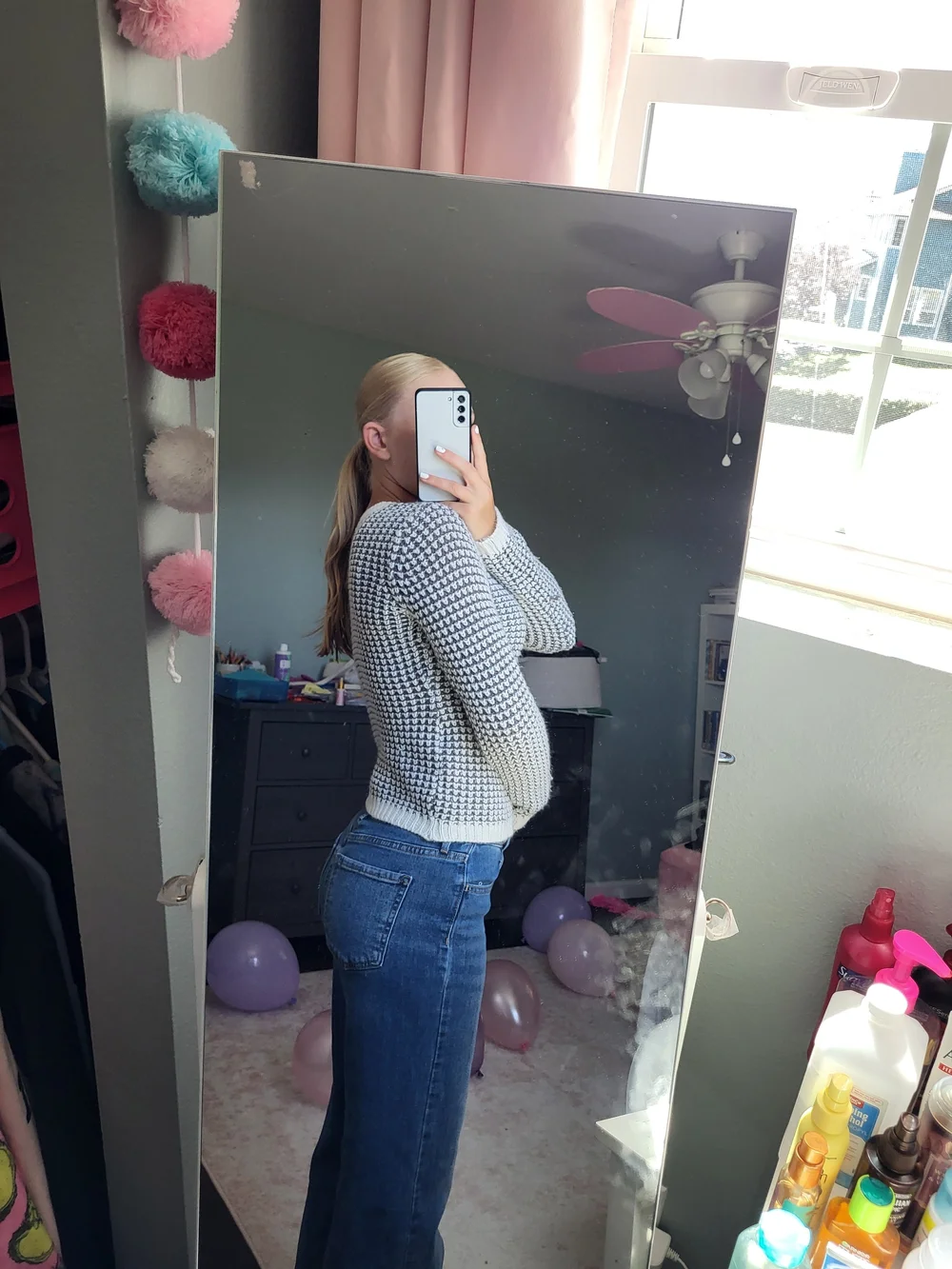 Planet Gold White and Gray Knit Sweater